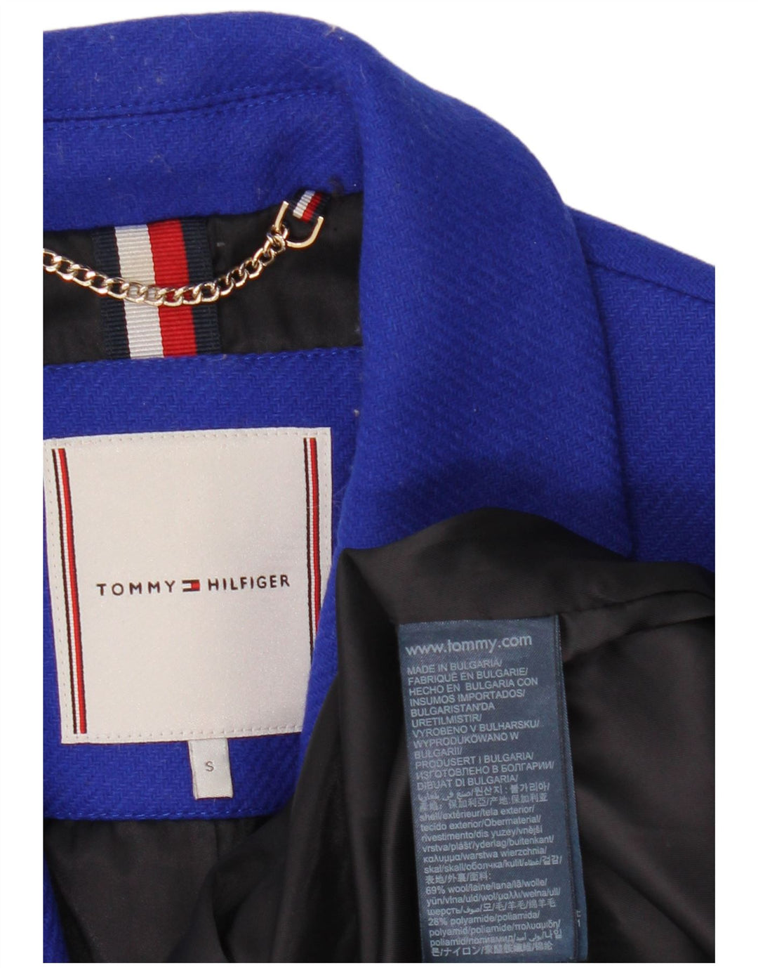 Sobretudo feminino Tommy Hilfiger Reino Unido 10 lã azul pequena