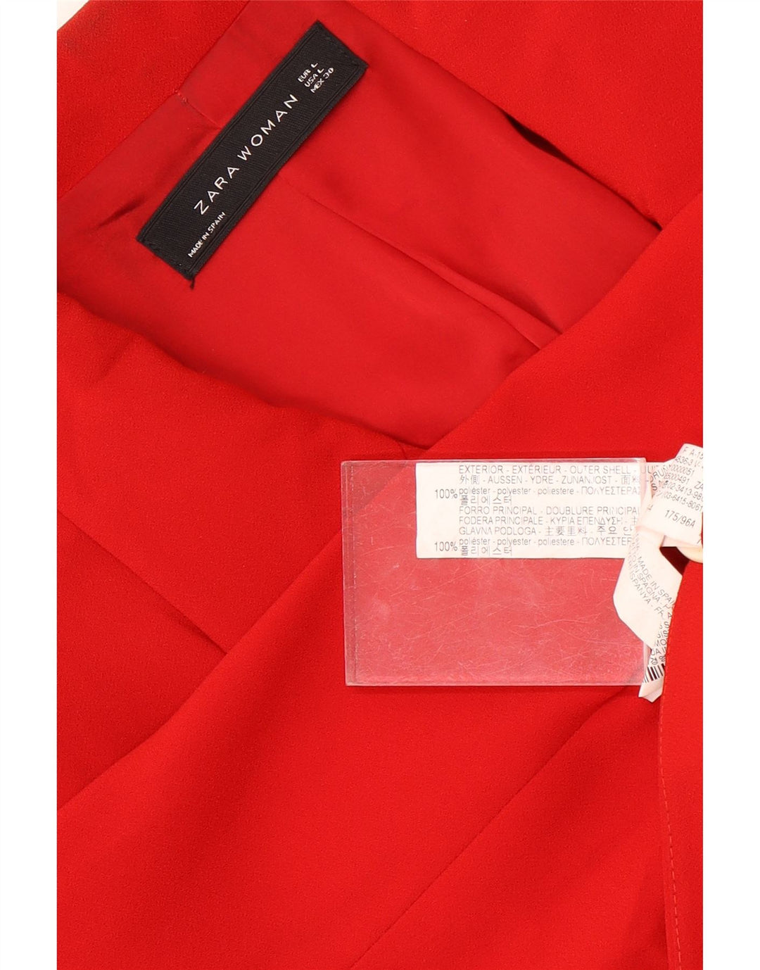 Jaqueta blazer feminina Zara com peito duplo Reino Unido 14 grande poliéster vermelho