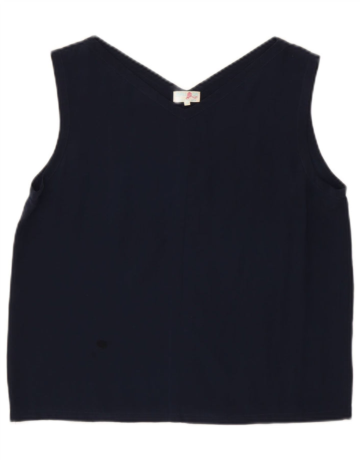 Colete Ball On Feminino Top UK 10 Pequeno Seda Azul Marinho