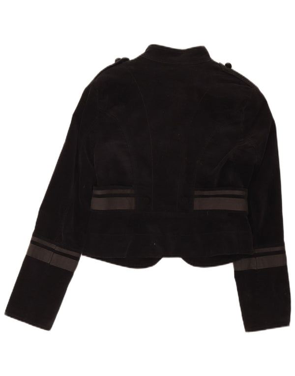 Zara Womens Bolero Jacket UK 8 pequeno preto colorblock algodão