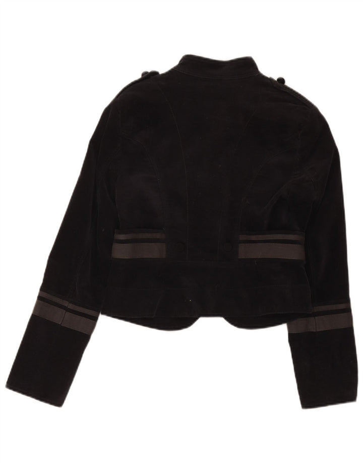 Zara Womens Bolero Jacket UK 8 pequeno preto colorblock algodão