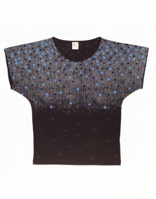 Vintage Womens Blouse Top IT 42 Medium Black Spotted Cotton