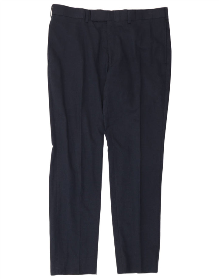 Calça masculina Marks & Spencer Slim Suit W36 L31 algodão azul marinho