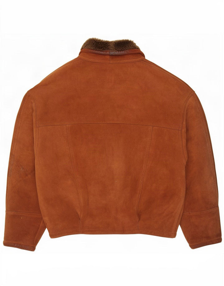 Jaqueta masculina vintage Shearling IT 46 pequena marrom