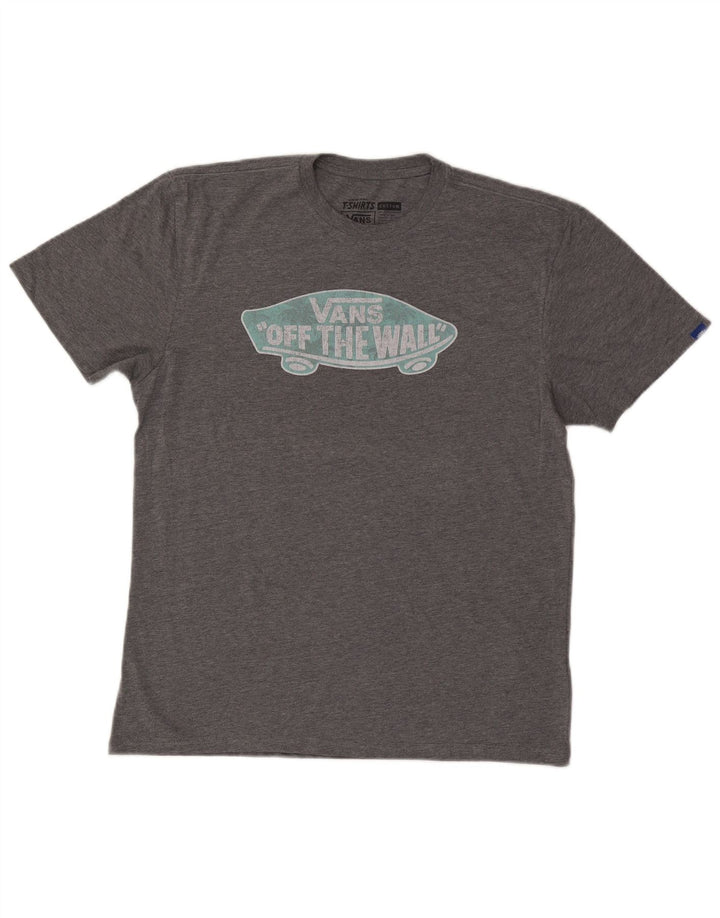 Camiseta Vans Masculina Custom Fit Graphic Top Grande Algodão Cinza
