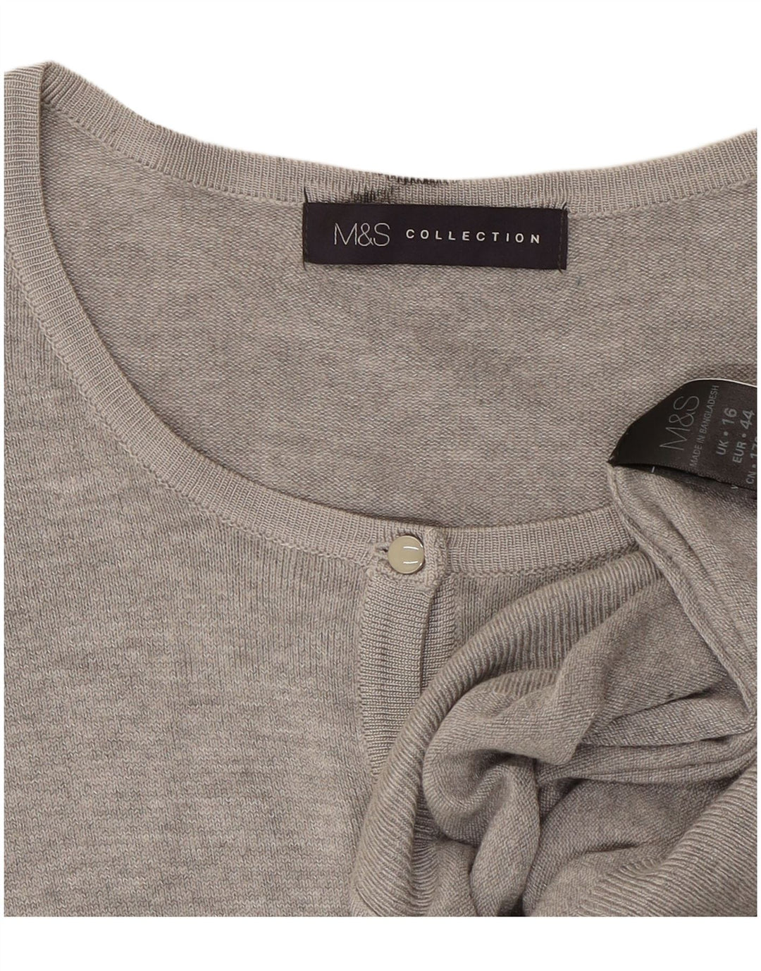 Suéter cardigã feminino Marks & Spencer Reino Unido 16 grande viscose manchada cinza
