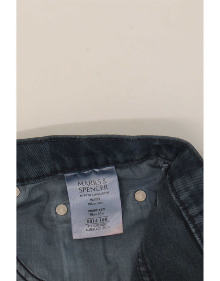 Calça jeans masculina Marks & Spencer Blue Harbor Straight W34 L31 algodão marinho