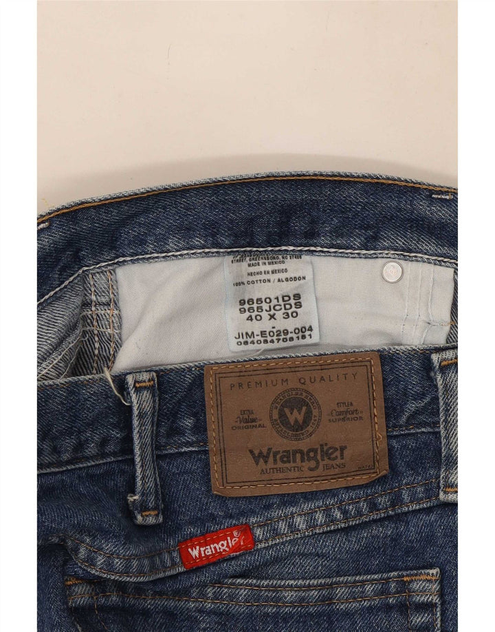 Wrangler Mens Straight Jeans W40 L30 Azul Algodão