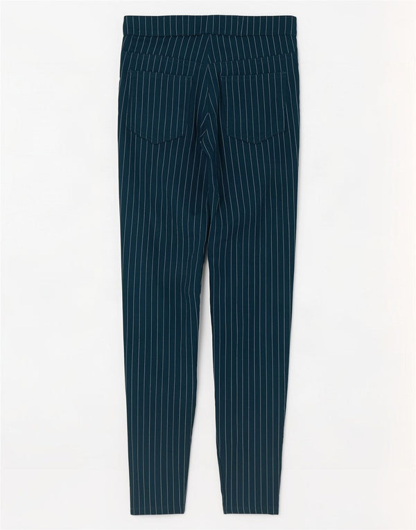 Calça casual feminina Marks & Spencer Reino Unido 8 pequena W26 L27 risca de giz verde