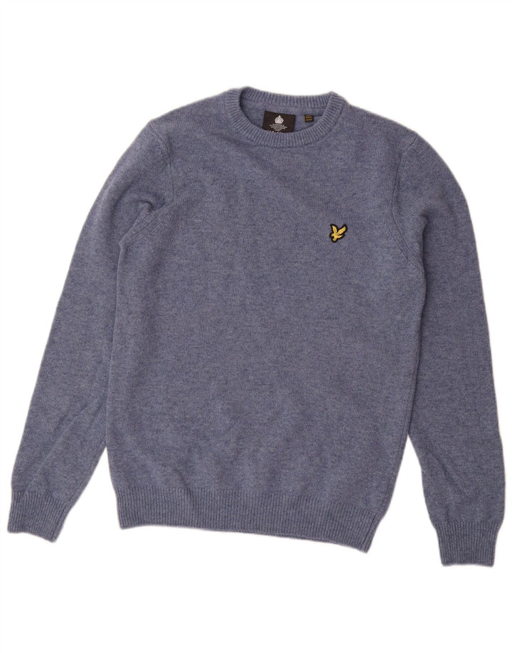 Lyle & Scott Suéter masculino com gola redonda XS azul lã