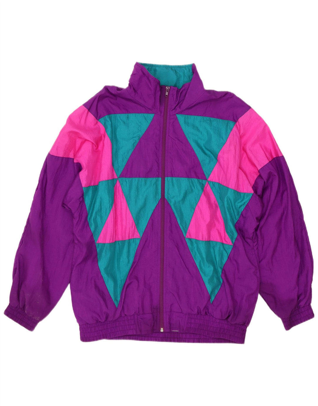 Sunterra feminino oversized agasalho top jaqueta Reino Unido 10 pequeno roxo geométrico