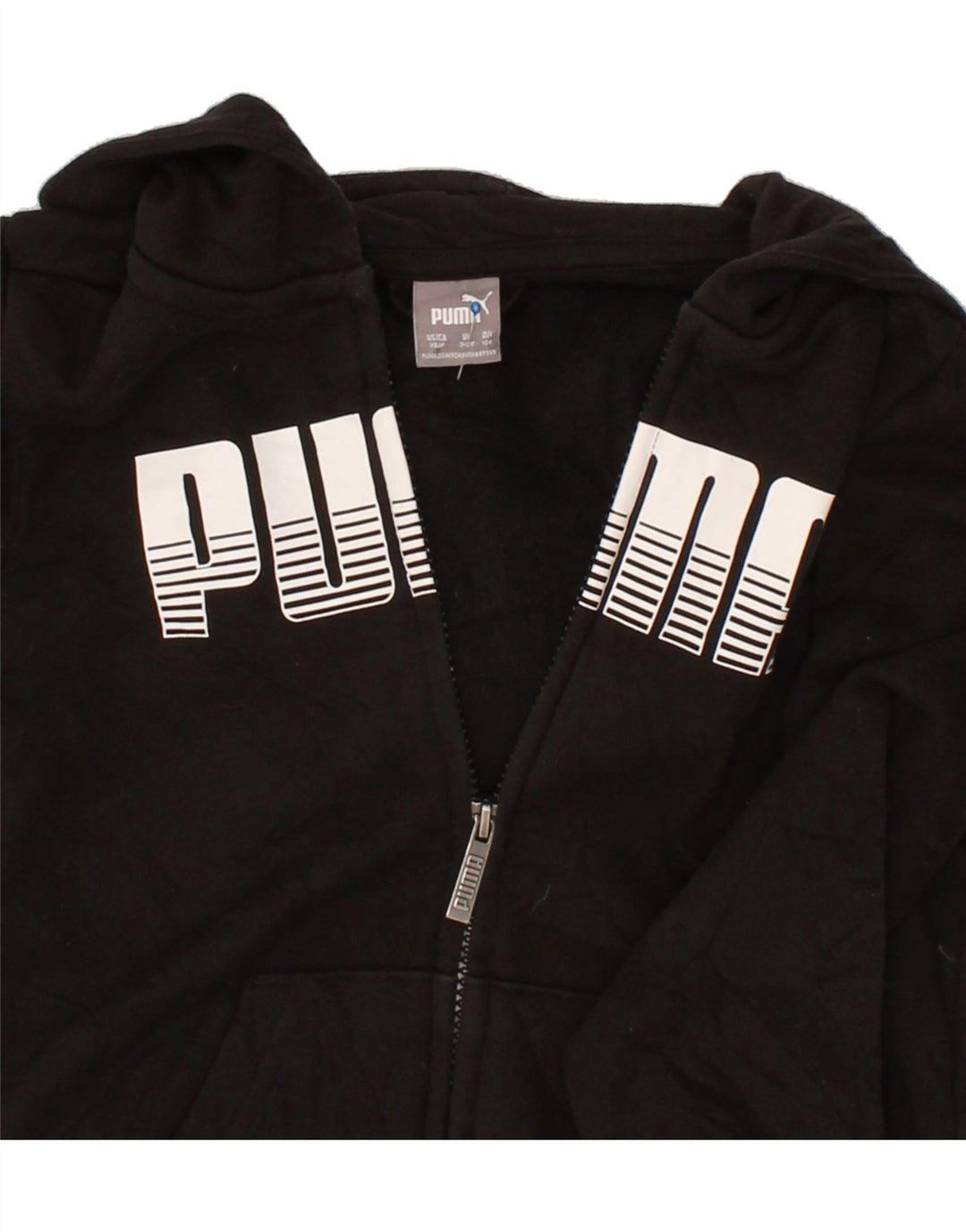 PUMA Boys Graphic Zip Hoodie Sweater 7-8 Years Small Black Cotton Vintage Puma and Second-Hand Puma from Messina Hembry 