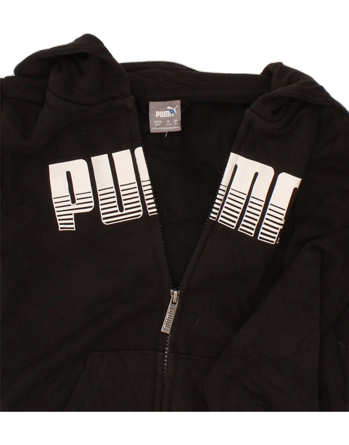PUMA Boys Graphic Zip Hoodie Sweater 7-8 Years Small Black Cotton Vintage Puma and Second-Hand Puma from Messina Hembry 