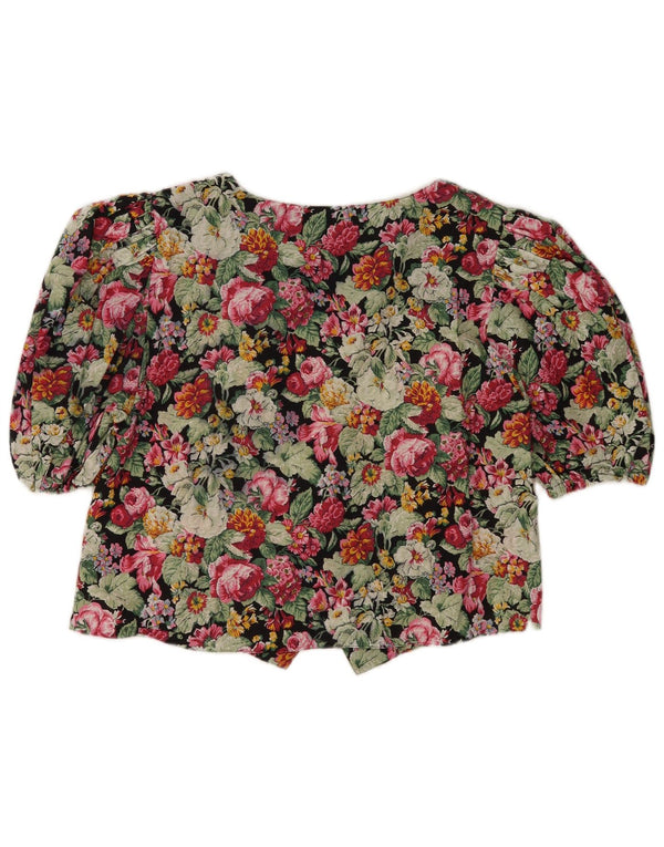 Blusa feminina Meico cropped manga curta Reino Unido 18 XL multicolorido floral