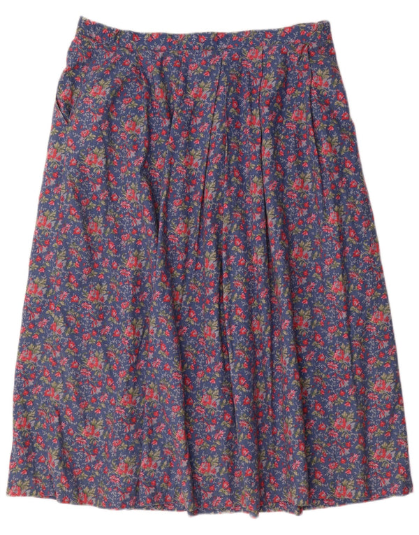Saia larga feminina Country Collection UK 18 XL W34 algodão floral azul