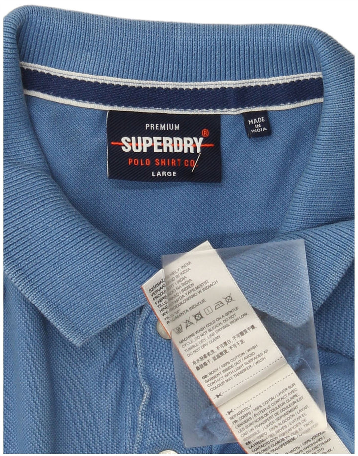 Camisa polo masculina Superdry grande algodão azul