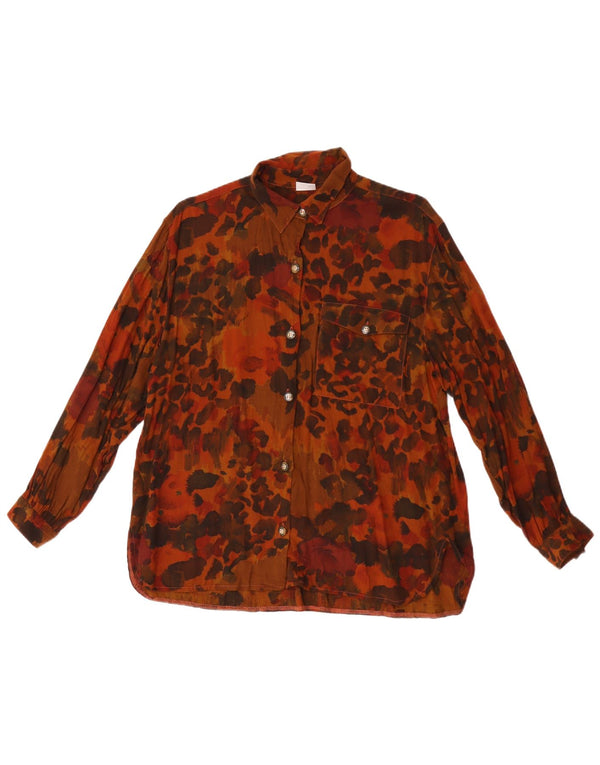 Camisa feminina Frau de ajuste solto IT 48 XL viscose manchada marrom