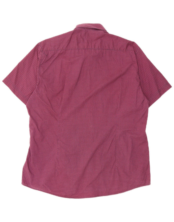 Camisa feminina Barbour de manga curta com ajuste sob medida XL Borgonha floral algodão