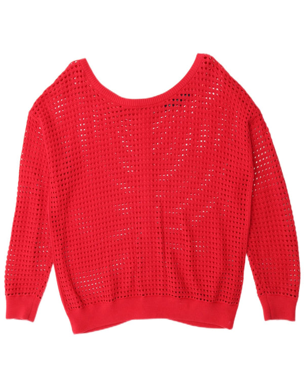Suéter cardigã feminino grande da French Connection Reino Unido 14 vermelho médio