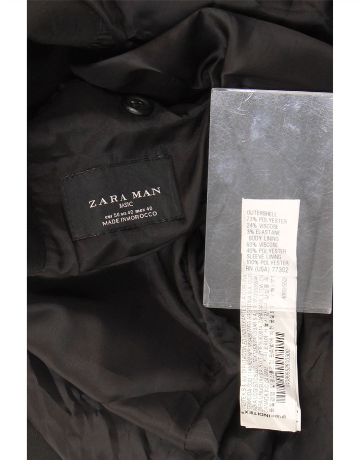 Jaqueta blazer masculina ZARA com 2 botões EU 50 poliéster preto médio