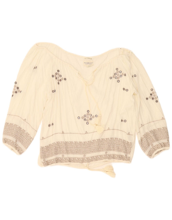 Polo Ralph Lauren Blusa feminina manga 3/4 Top UK 6 XS Branco Floral
