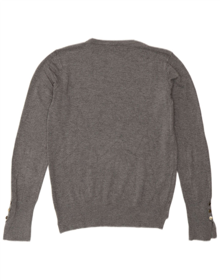 Suéter feminino Zara com gola redonda, Reino Unido 12 cinza médio