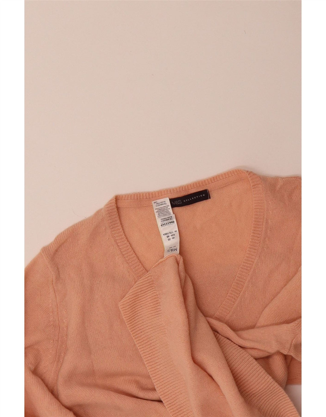 MARKS & SPENCER Womens V-Neck Jumper Sweater UK 20 2XL Pink Lambswool Vintage Marks & Spencer and Second-Hand Marks & Spencer from Messina Hembry 