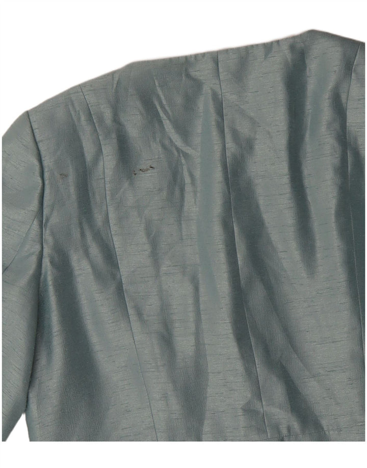 Jaqueta blazer feminina Jacques Vert manga 3/4 Reino Unido 16 grande azul viscose