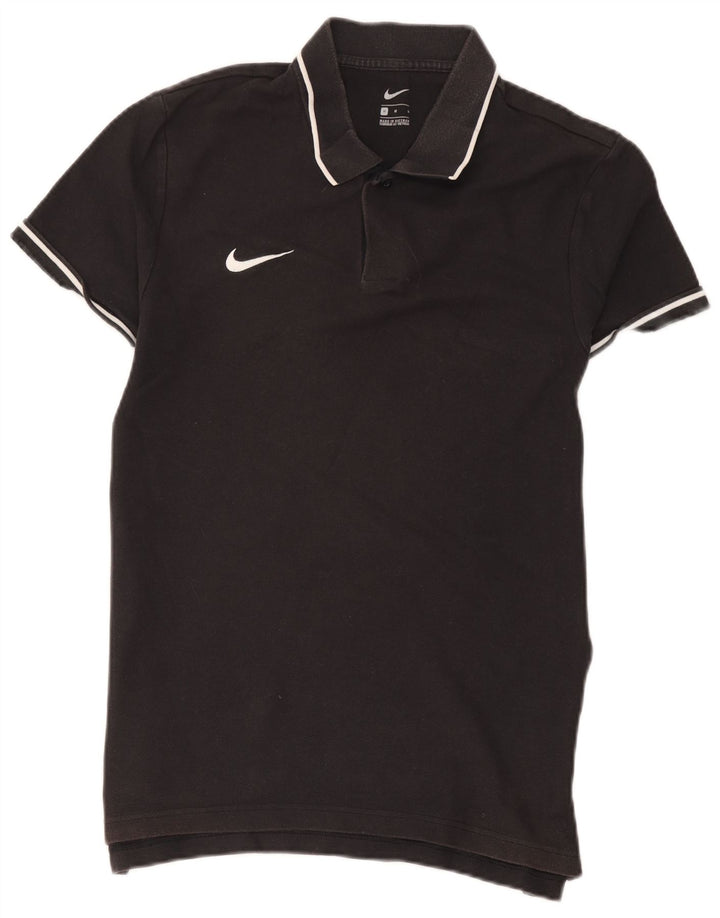 Camisa polo masculina NIKE média preta listrada de algodão
