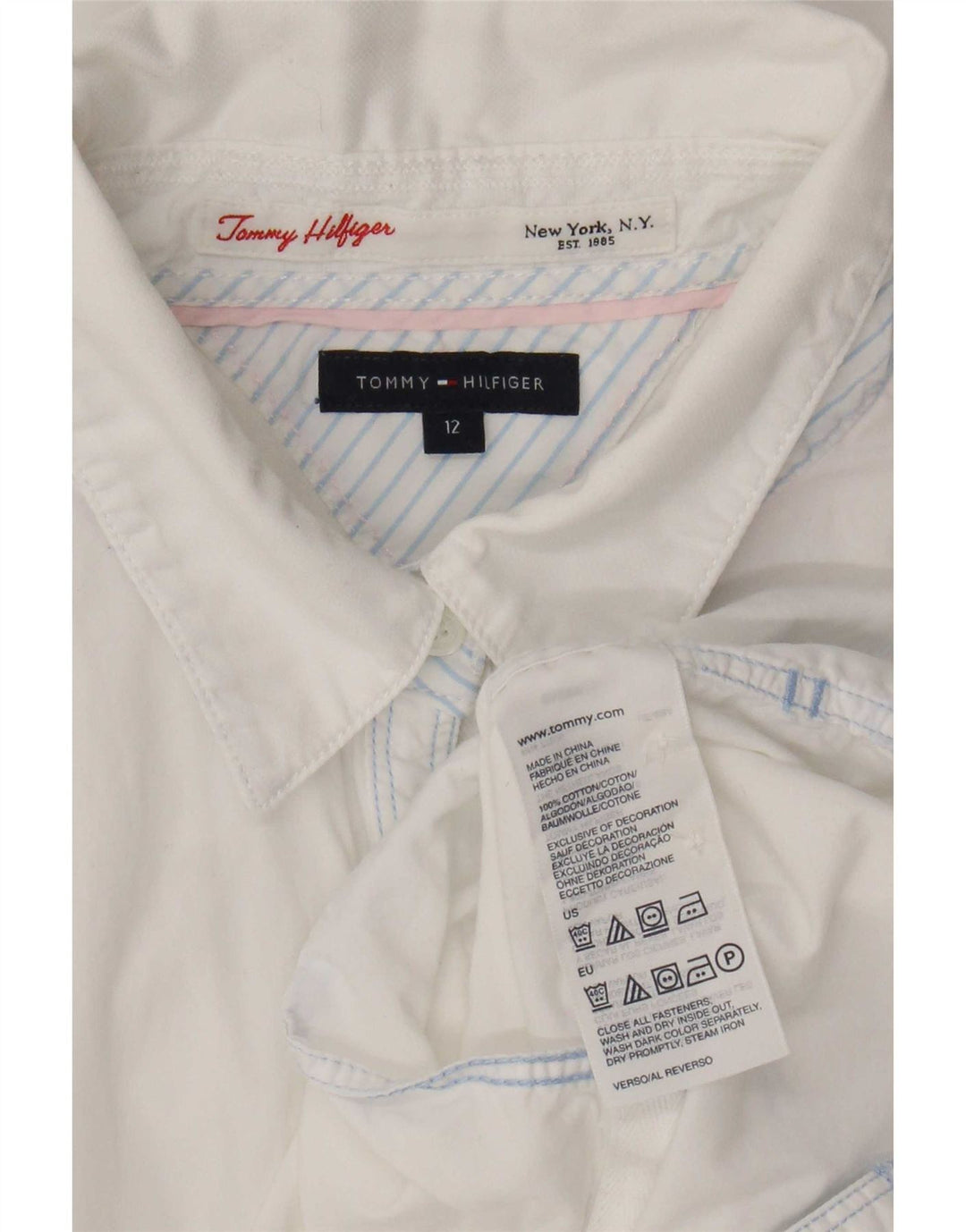 Camisa feminina Tommy Hilfiger EUA 12 grande algodão branco