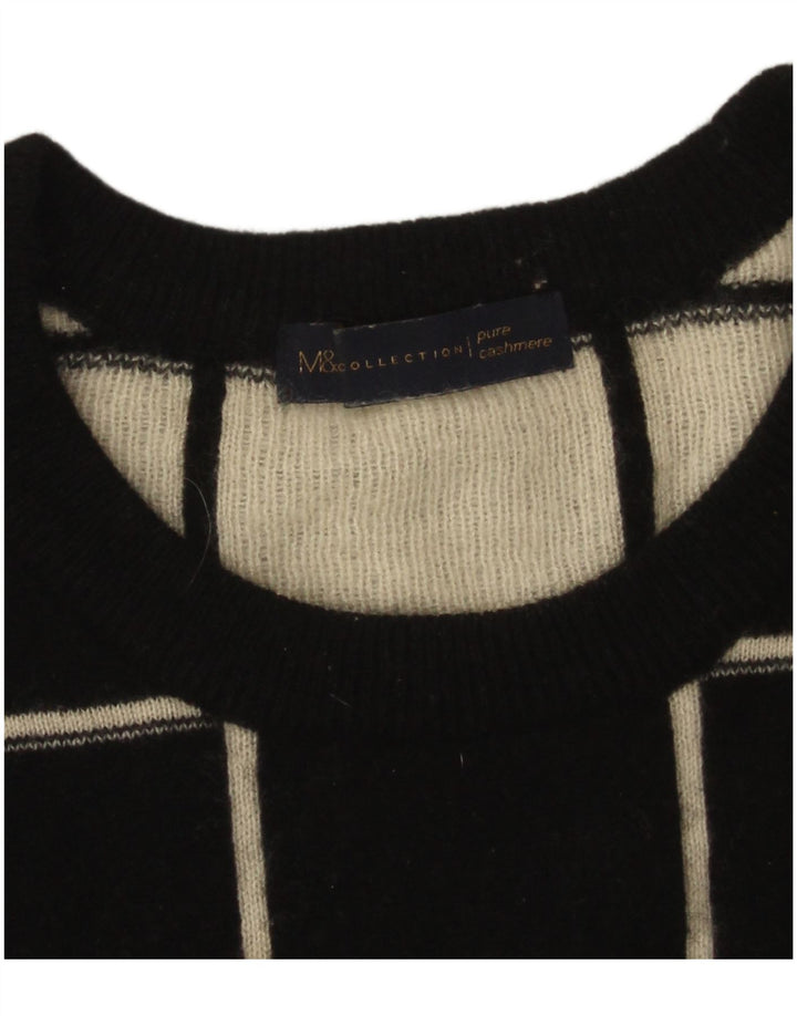 Suéter feminino Marks & Spencer com gola canoa Reino Unido 14 grande xadrez preto