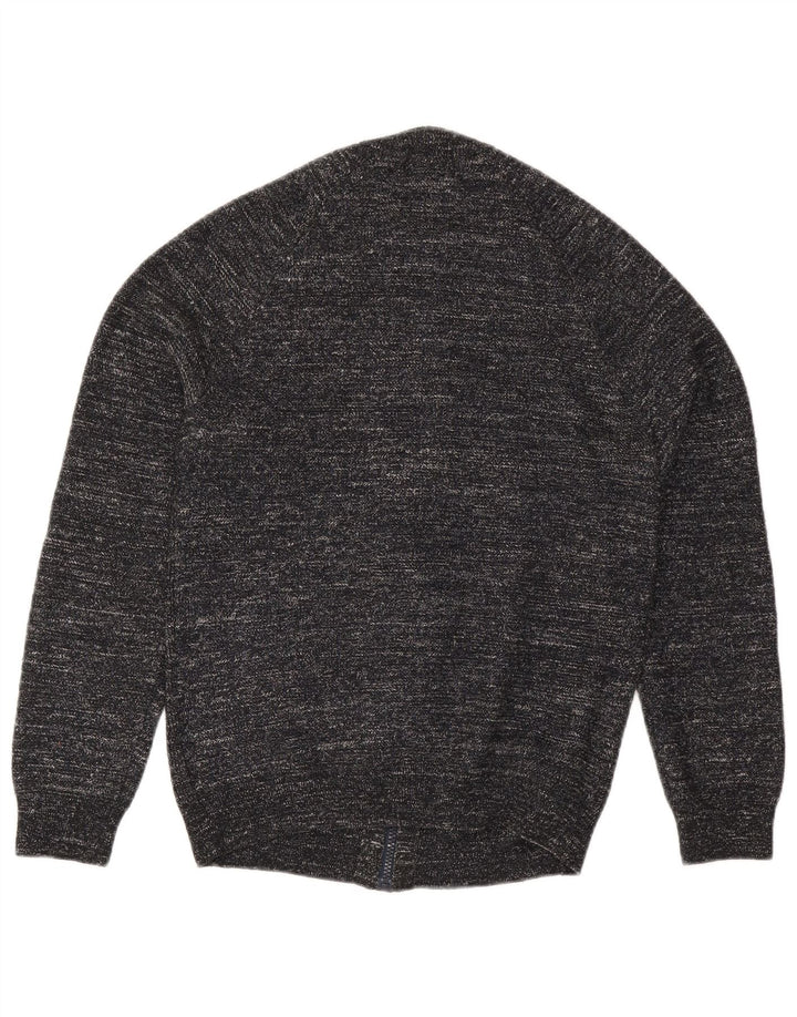 Suéter cardigã masculino Marks & Spencer pequeno poliéster manchado preto