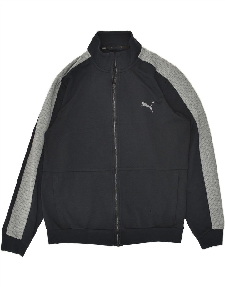 PUMA Mens Graphic Tracksuit Top Jaqueta Grande Algodão Colorblock Preto
