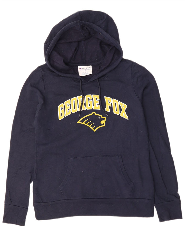 Jumper com capuz feminino Champion George Fox University Reino Unido 14 médio azul marinho