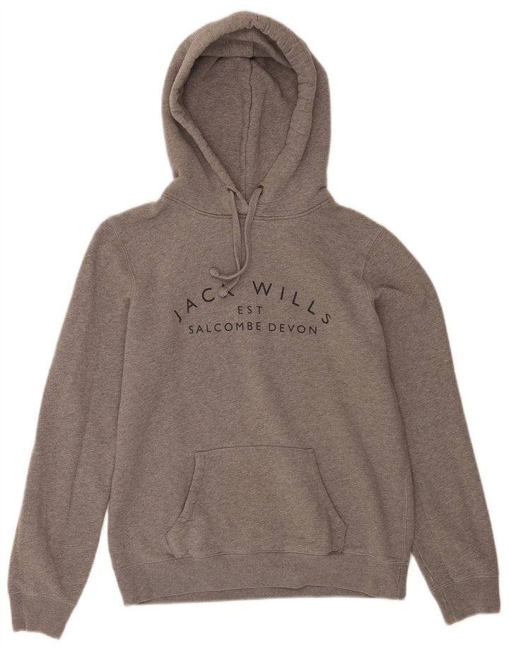 Jack Wills feminino Salcombe Devon moletom com capuz Reino Unido 12 cinza médio manchado