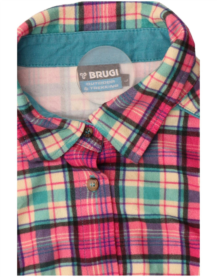 Camisa feminina de flanela BRUGI Reino Unido 14 grande xadrez rosa
