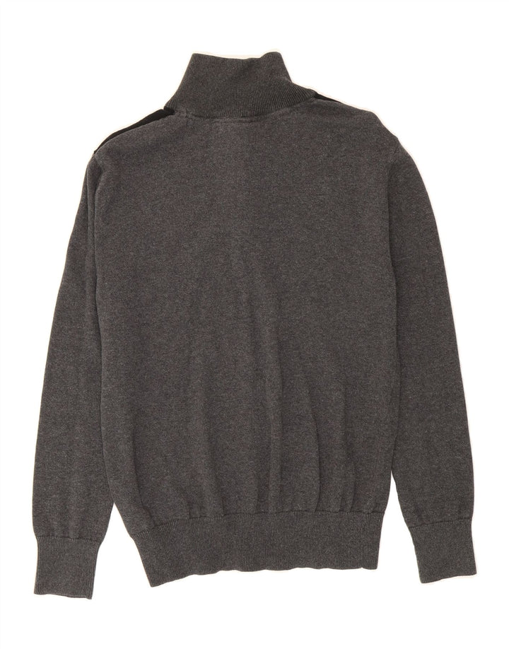 BENCH Mens Zip Neck Jumper Sweater Large Grey Colourblock Cotton Vintage Bench and Second-Hand Bench from Messina Hembry 