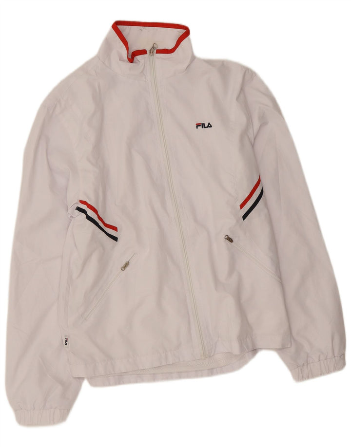 Fila Womens Tracksuit Top Jacket UK 16 Grande Poliéster Branco