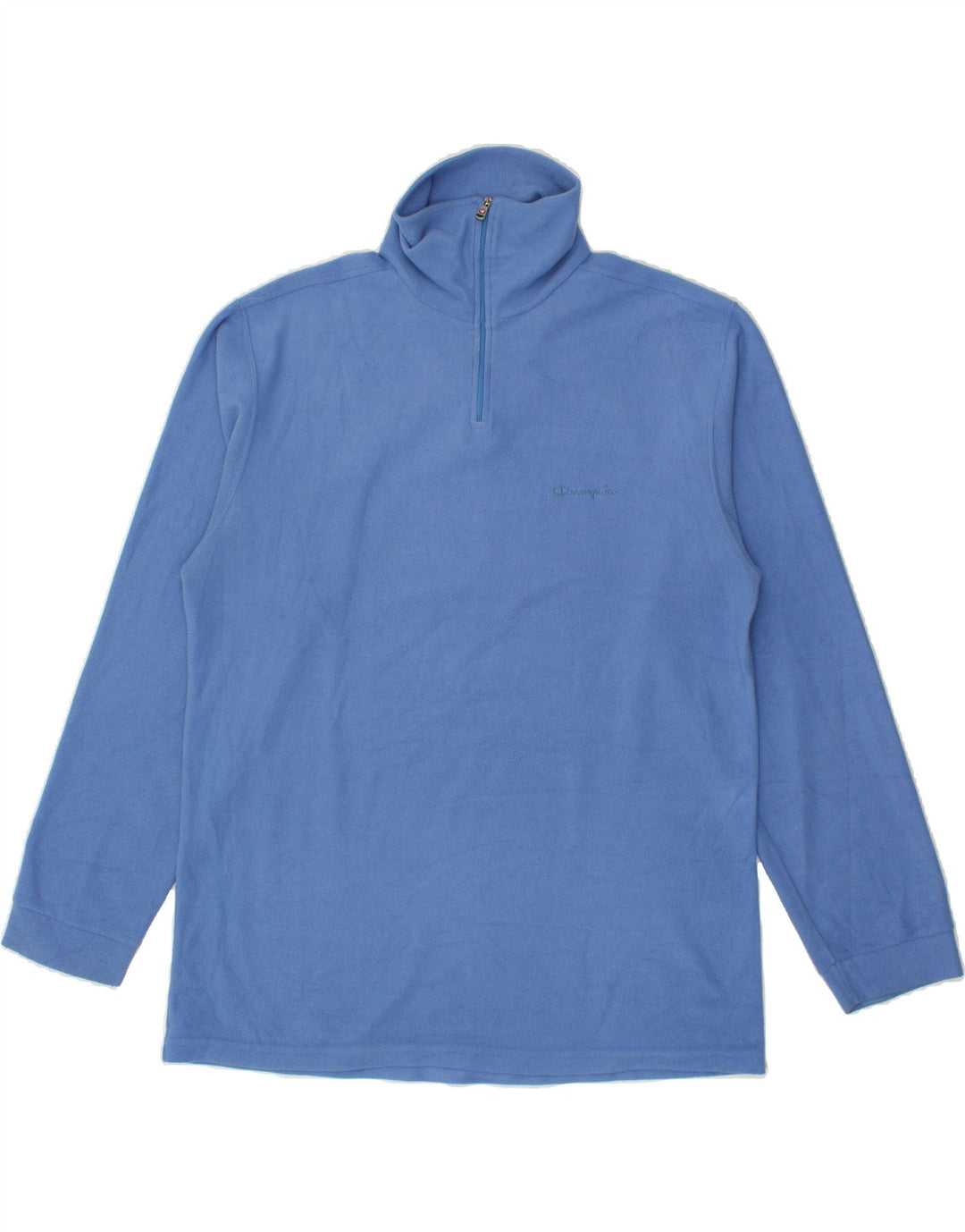 CHAMPION Mens Zip Neck Fleece Jumper XL Blue Polyester Vintage Champion and Second-Hand Champion from Messina Hembry 