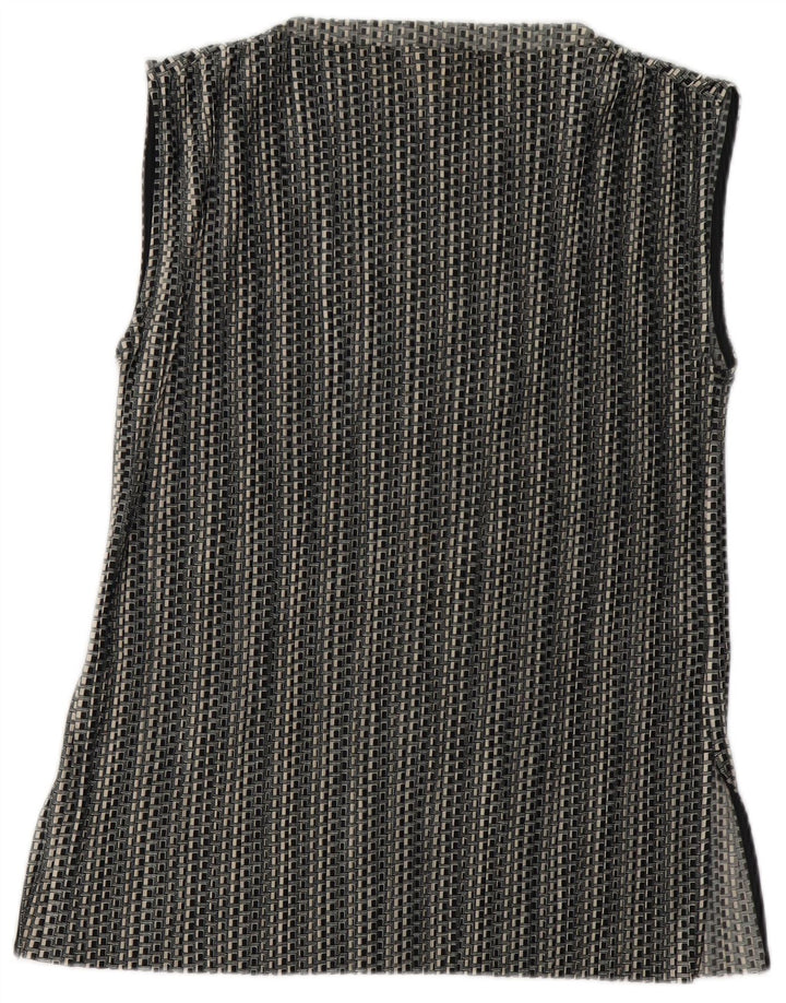 Blusa feminina sem mangas Cos UK 14 poliéster geométrico preto médio