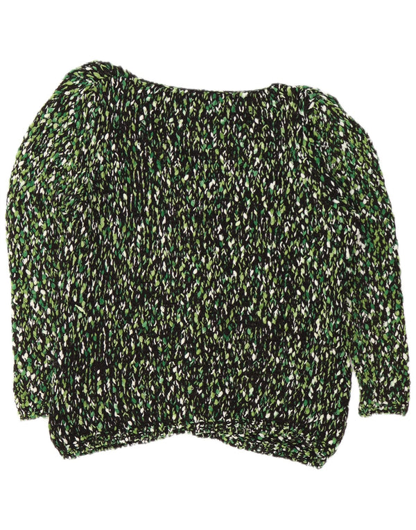 Suéter cardigã feminino vintage Reino Unido 18 XL verde salpicado