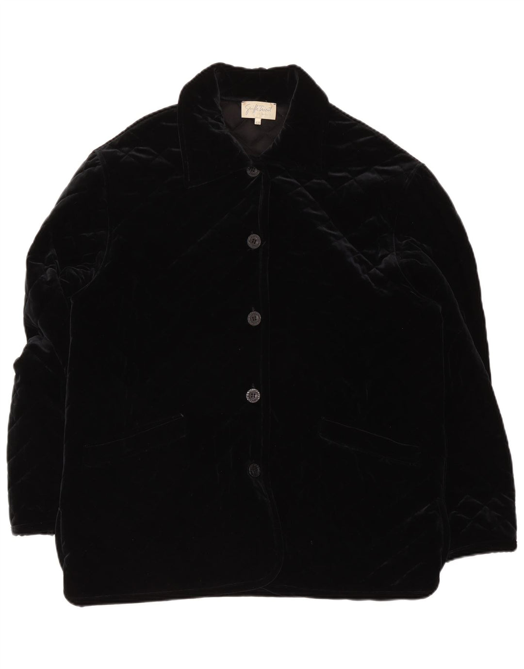 Jaqueta acolchoada de veludo feminino vintage IT 48 XL poliamida preta