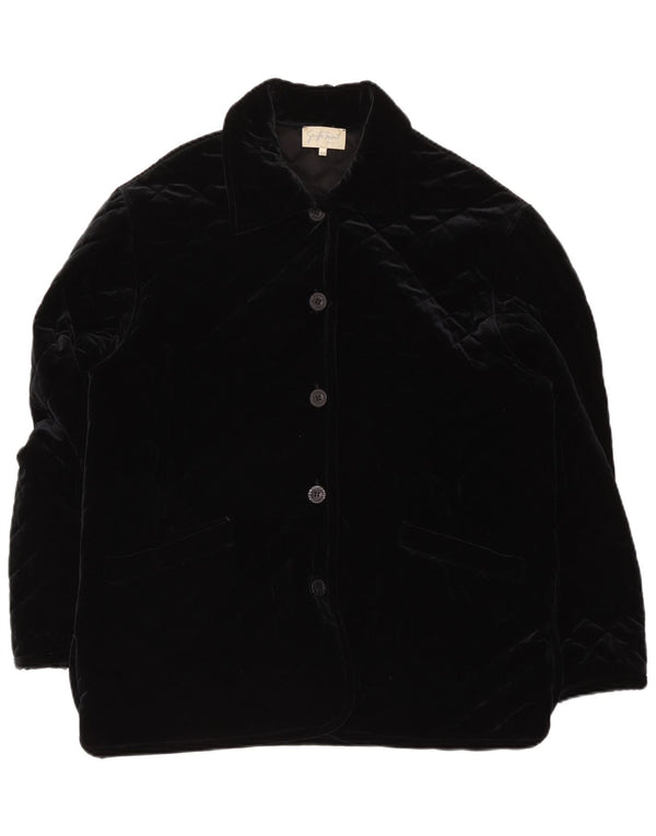 Jaqueta acolchoada de veludo feminino vintage IT 48 XL poliamida preta