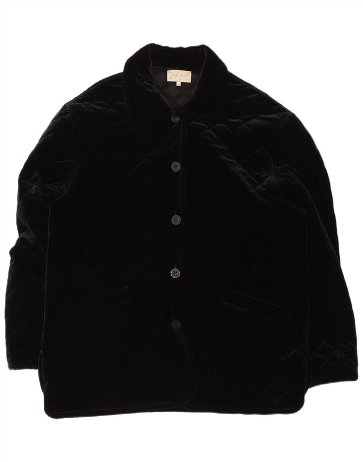 Jaqueta acolchoada de veludo feminino vintage IT 48 XL poliamida preta