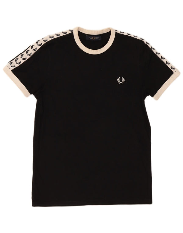 Camiseta gráfica masculina Fred Perry XS preto algodão colorblock