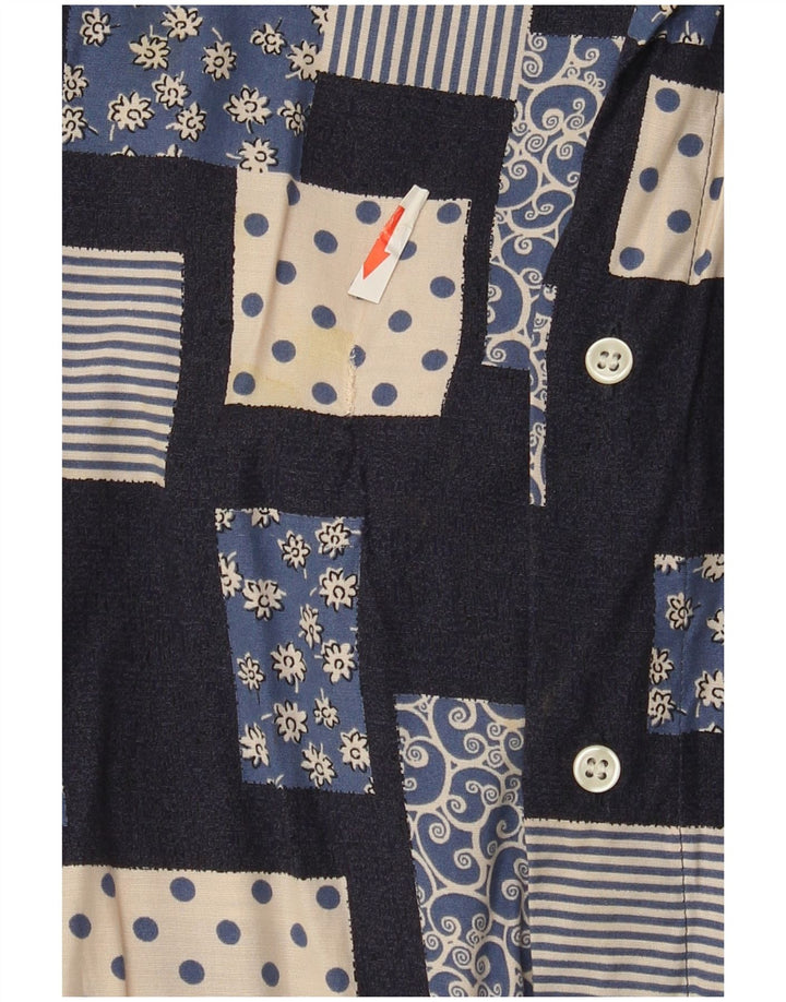 Camisa masculina vintage grande patchwork azul marinho