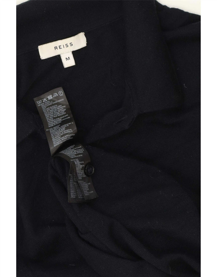Suéter masculino Reiss com gola polo e lã azul marinho médio