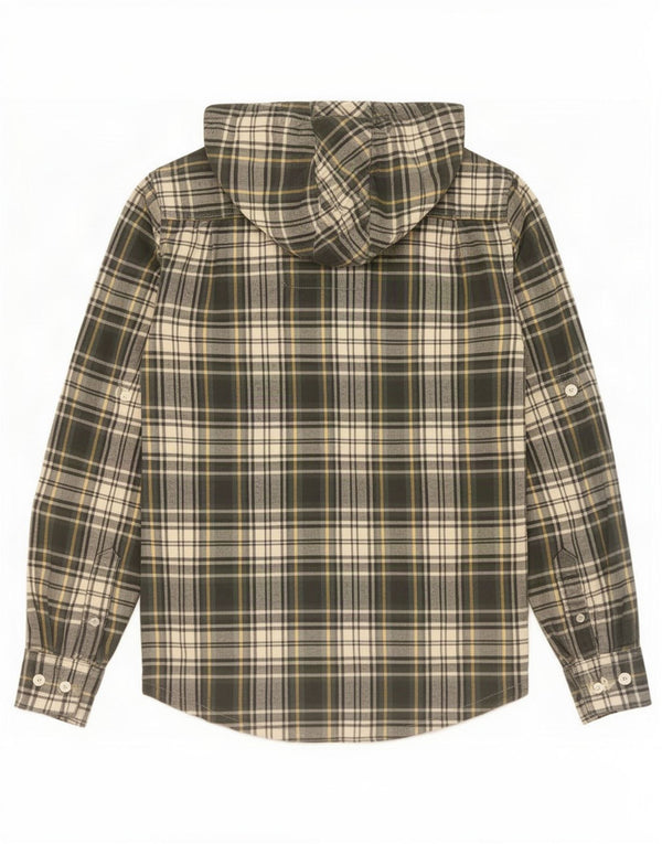 Camisa masculina Superdry com capuz de flanela de lenhador, algodão xadrez verde médio
