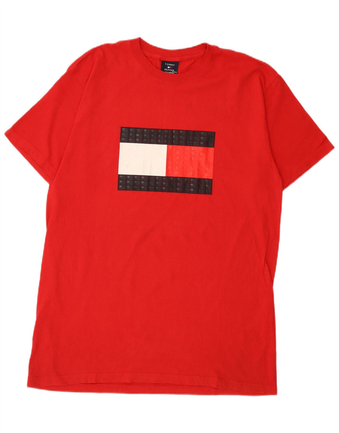 Tommy Hilfiger Camiseta masculina gráfica Top médio algodão vermelho
