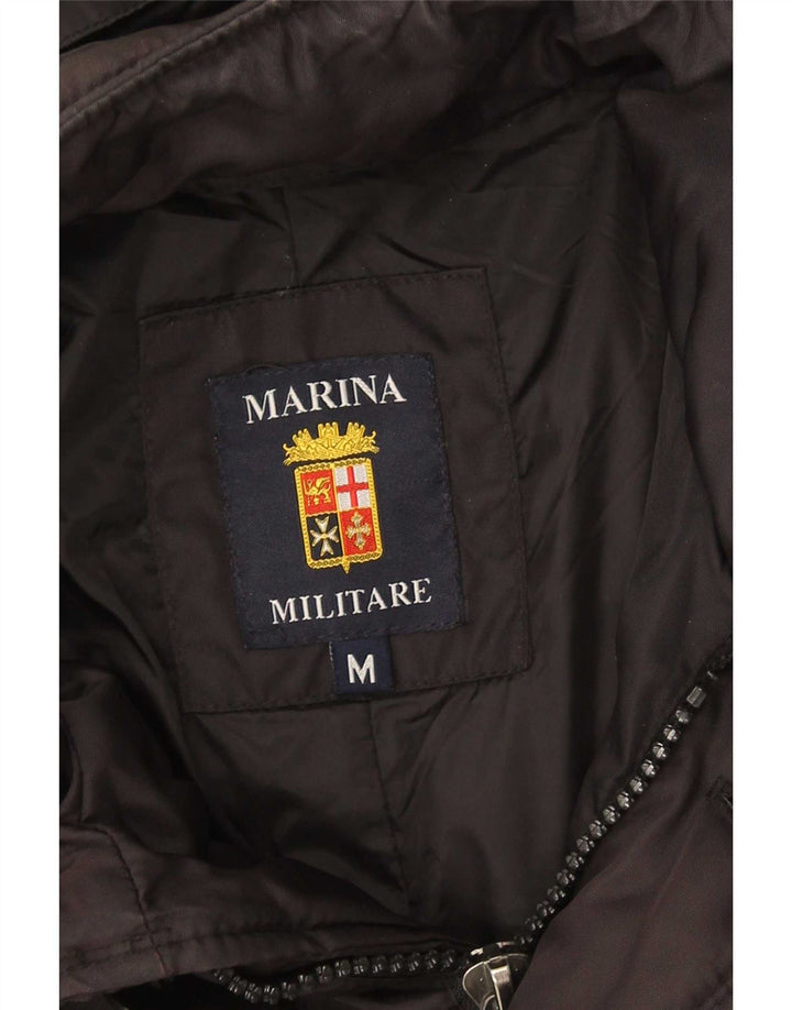 Jaqueta masculina acolchoada com capuz Marina Militare UK 38 poliamida preta média